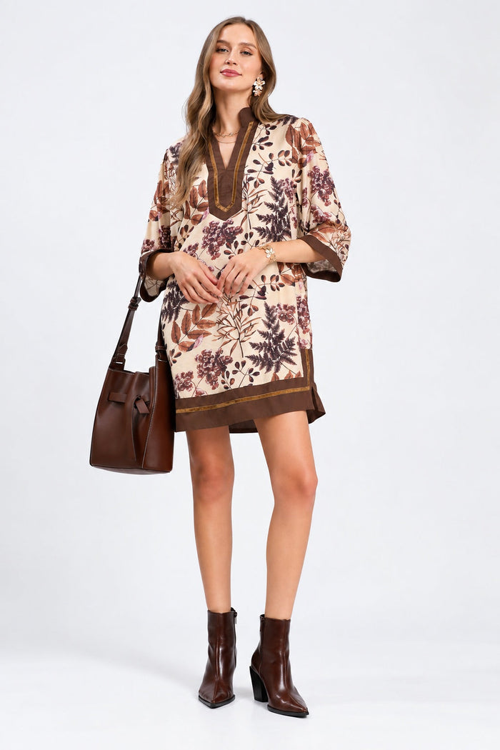 Fern & Floral Print Popover Top front
