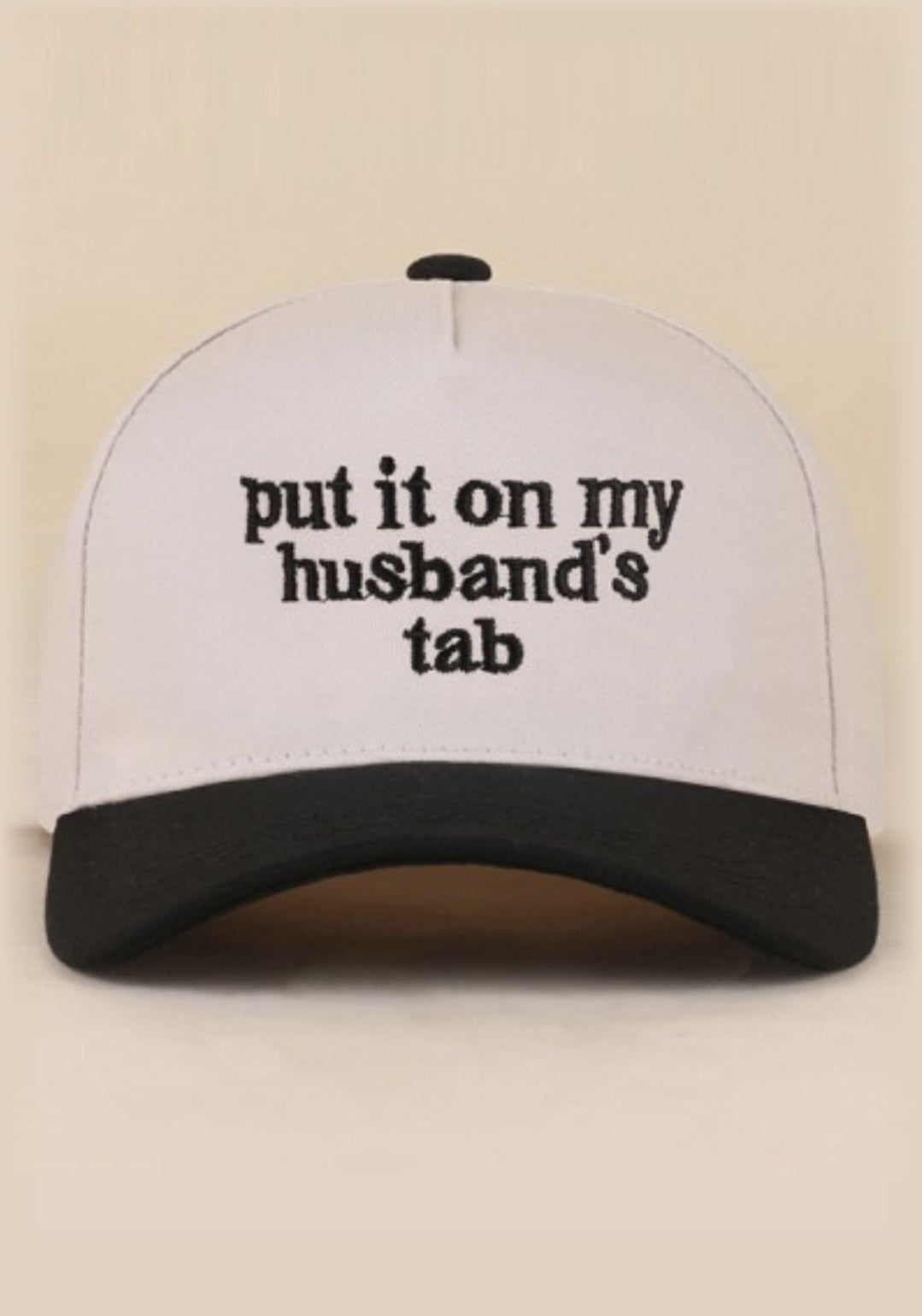 "Put It On My Husband's Tab" Cap front