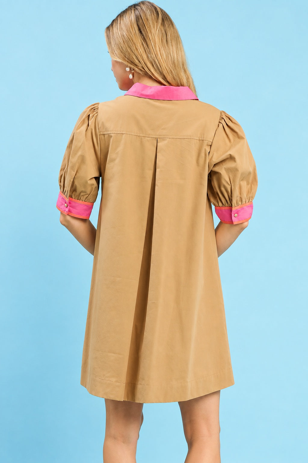 Latte Embroidered Popover Dress back