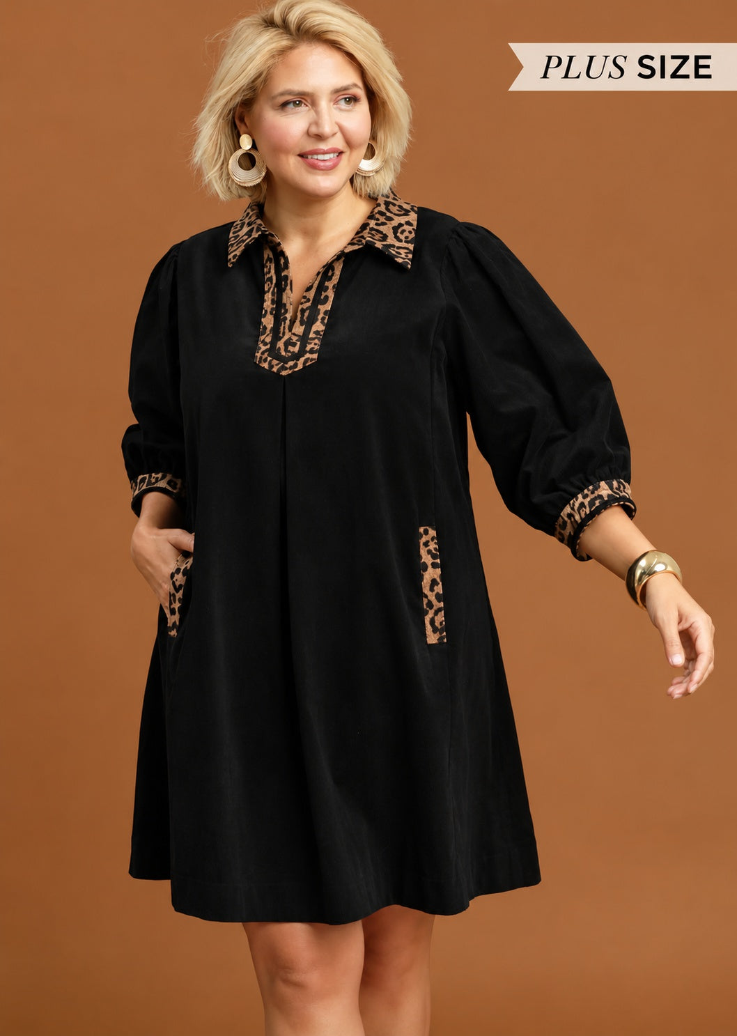 Leopard-Trim Shift Dress front