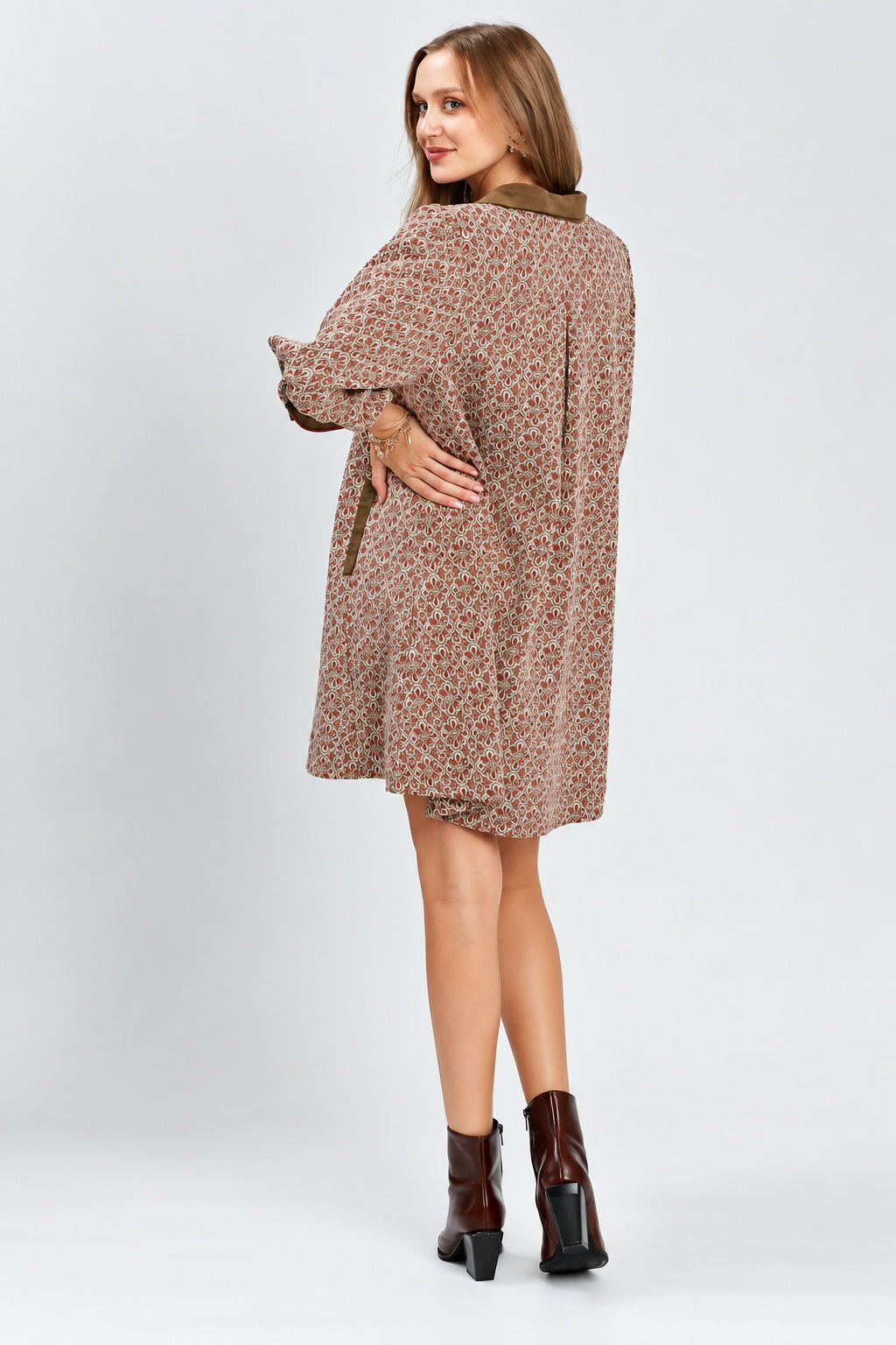 Chestnut Medallion Print Shift Dress back
