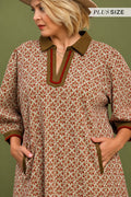 Chestnut Medallion Print Shift Dress Plus Size