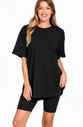 Oversized Tee & Bike Shorts Set Black
